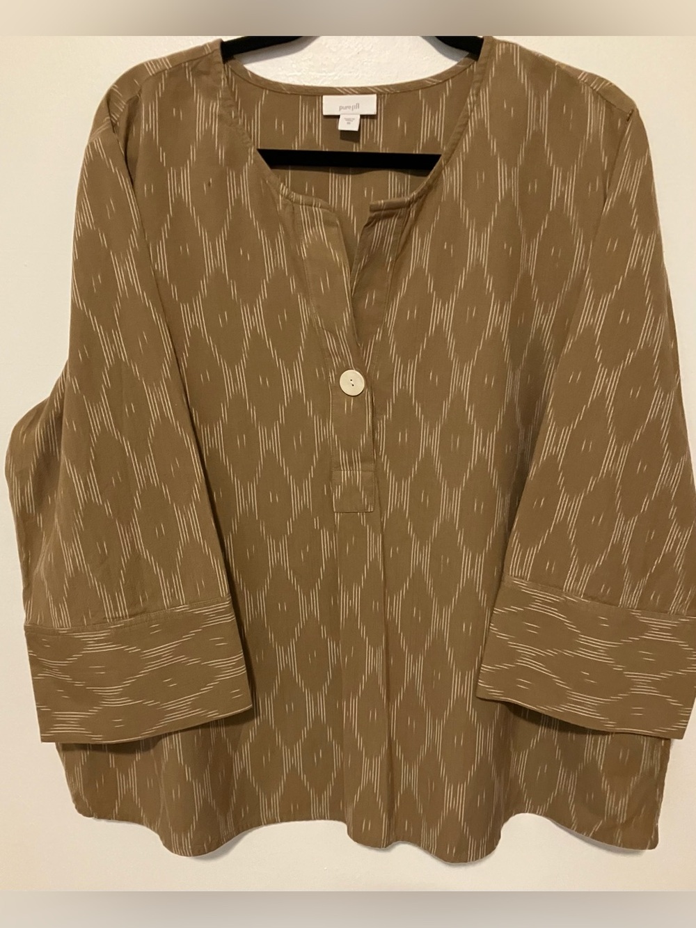 J. Jill Brown and Cream Cotton Patterned Button-Front Tunic